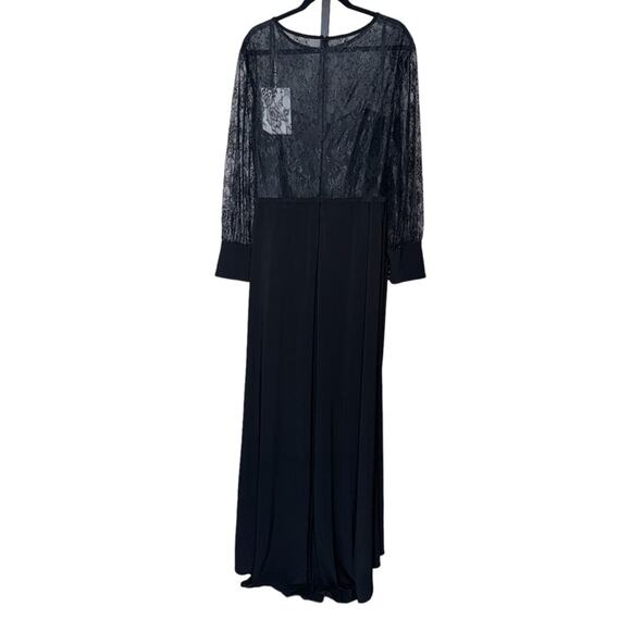 NWT MAC DUGGAL Black Sequin Lace Long Sleeve Evening Gown with Slit Women’s - Picture 8 of 12